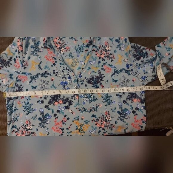 Coastal Grandmother Blouse Floral Print Rayon Tunic Top XL - Picture 7 of 10